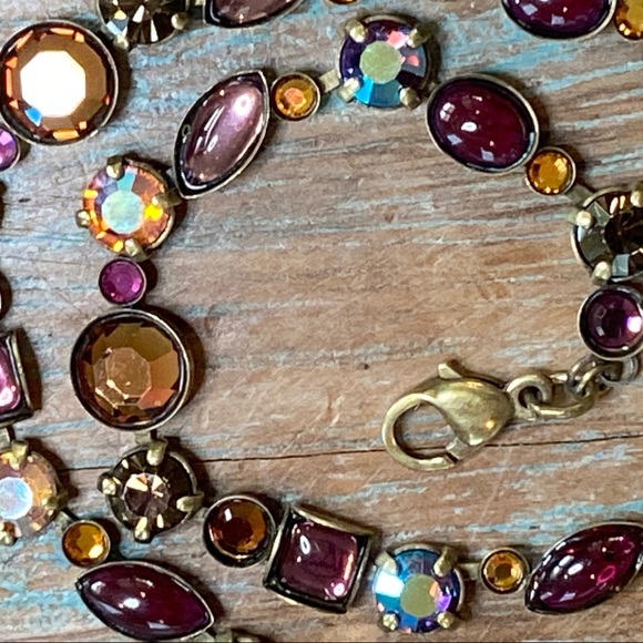 VTG Sorrelli Purple, Orange & Aurora Borealis Crystal Classic Line Necklace - Picture 7 of 16